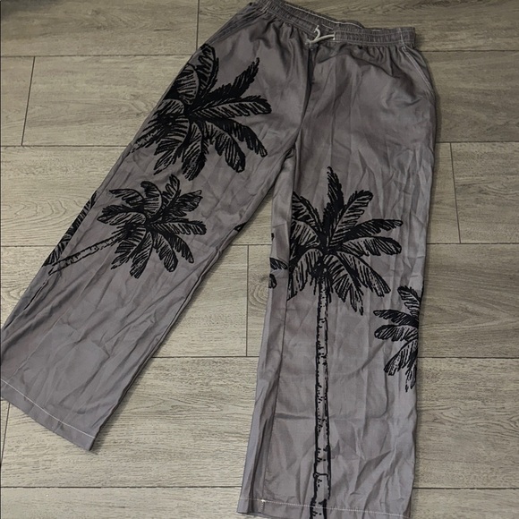 Gray Palm Tree Print Men's Pants size XL - Picture 2 of 8